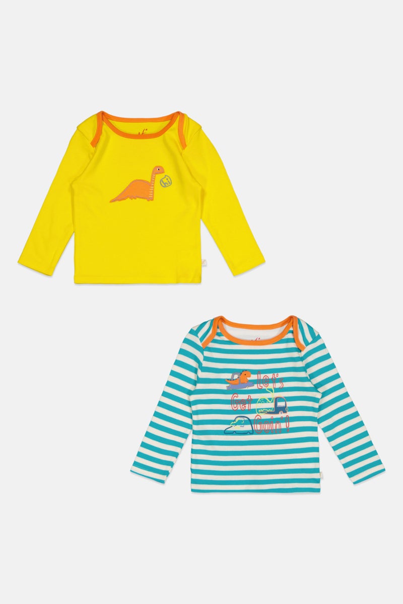 Hamleys Toddlers Boy 2 Pack Long Sleeve Stripe Top, Multicolor - Image 1